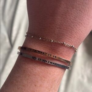 Inspirational Silver and Copper Gold Cuff Bracelet Set
